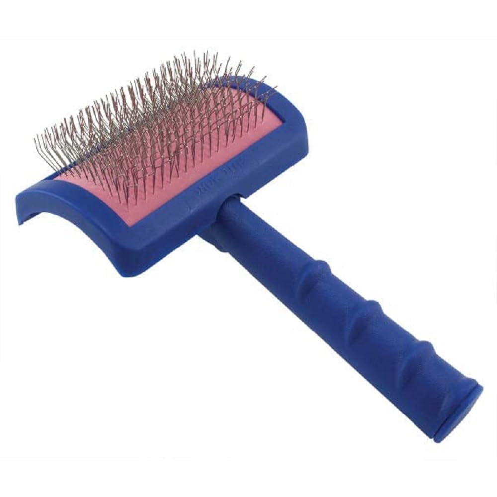 Tuffer than Tangles Slicker Brush for Dog Grooming with Long, Regular Pins, Medium Size, Perfect for Doodle Breeds, Angled Pins for Dematting, Remove Undercoat, Comfort Grip Handle