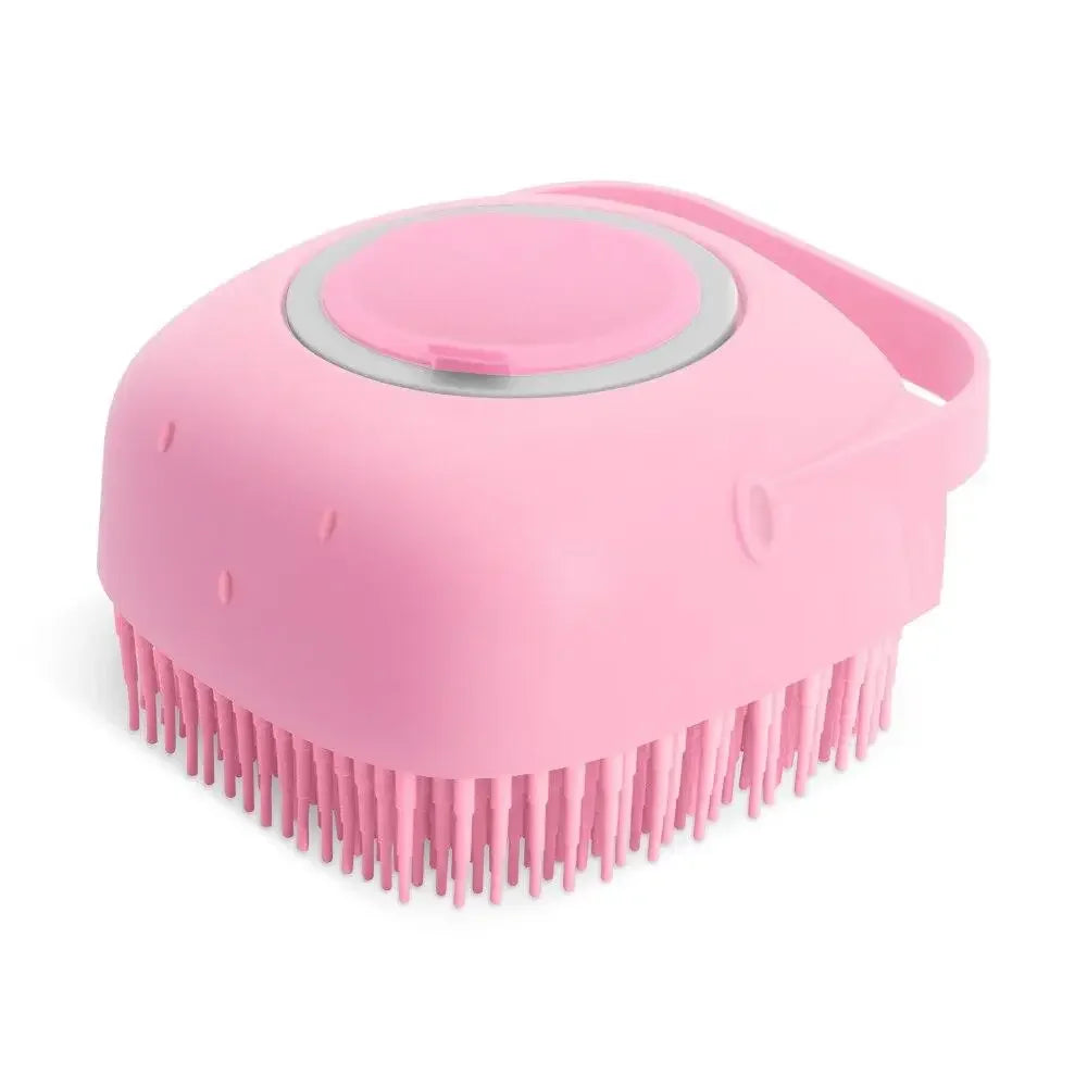 Pet Dog Shampoo Brush - 2.7 Oz (80 ml) Soft Silicone Rubber Grooming Comb for Bathing Short-Haired Cats and Dogs