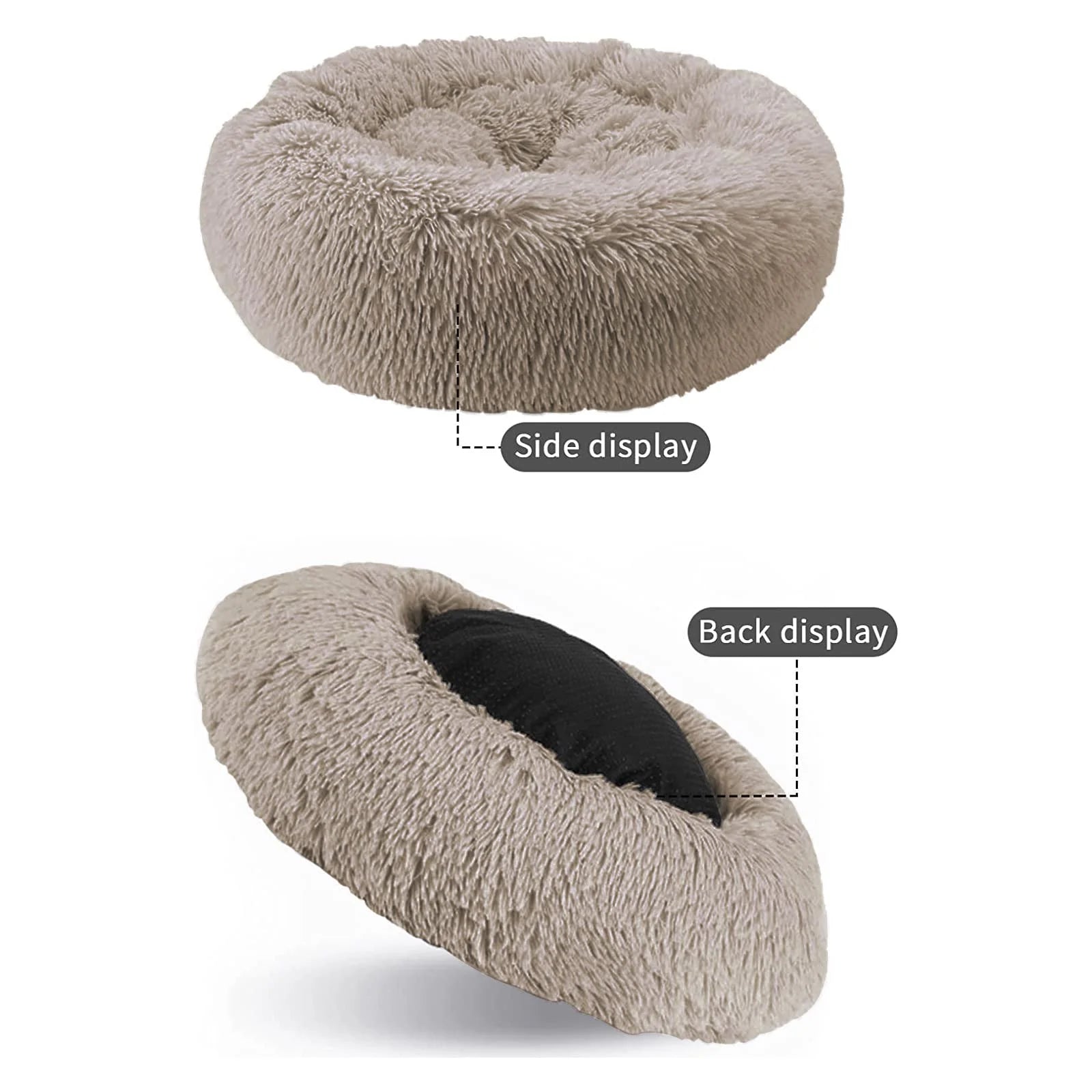 Calming Donut Dog Bed Anti-Anxiety, Self Warming, Cozy Soft Plush round Pet Bed, Ideal for Both Home & Travel, 27"L X 27"W X 8"H