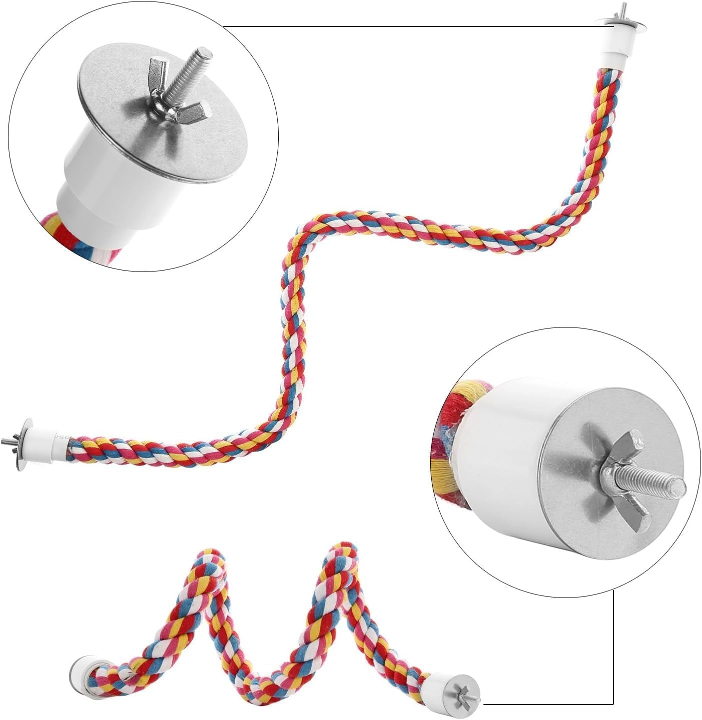 Bird Rope Perches - 21 Inch Bungee Toy for Parrots (Single Pack)