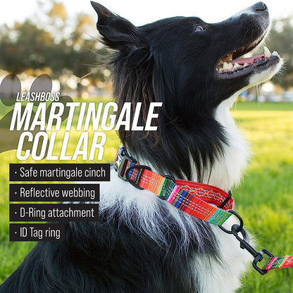 Martingale Dog Collar | Reflective Nylon Adjustable Collar for Large, Medium, and Small Dogs | No Pull Training Collar with Quick Release Buckle