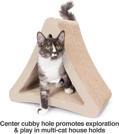 3-Sided Vertical Cat Scratching Post and Perch, 18" X 10.5" X 15.9", Versatile Scratching Pad with 6 Usable Sides, Eco-Friendly 100% Recyclable Cardboard Lounge