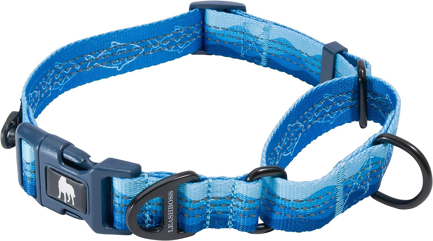 Martingale Dog Collar | Reflective Nylon Adjustable Collar for Large, Medium, and Small Dogs | No Pull Training Collar with Quick Release Buckle