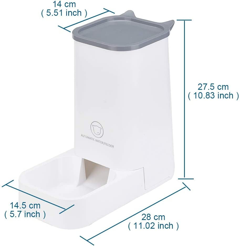 Automatic Pet Feeder and Water Dispenser Set - 1 Gallon Water Capacity and 2.1 Kg Food Capacity, Self-Dispensing System for Cats and Dogs, Made of Durable Polypropylene Material