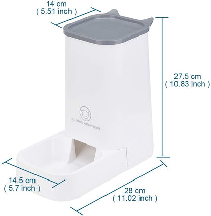 Automatic Pet Feeder and Water Dispenser Set - 1 Gallon Water Capacity and 2.1 Kg Food Capacity, Self-Dispensing System for Cats and Dogs, Made of Durable Polypropylene Material
