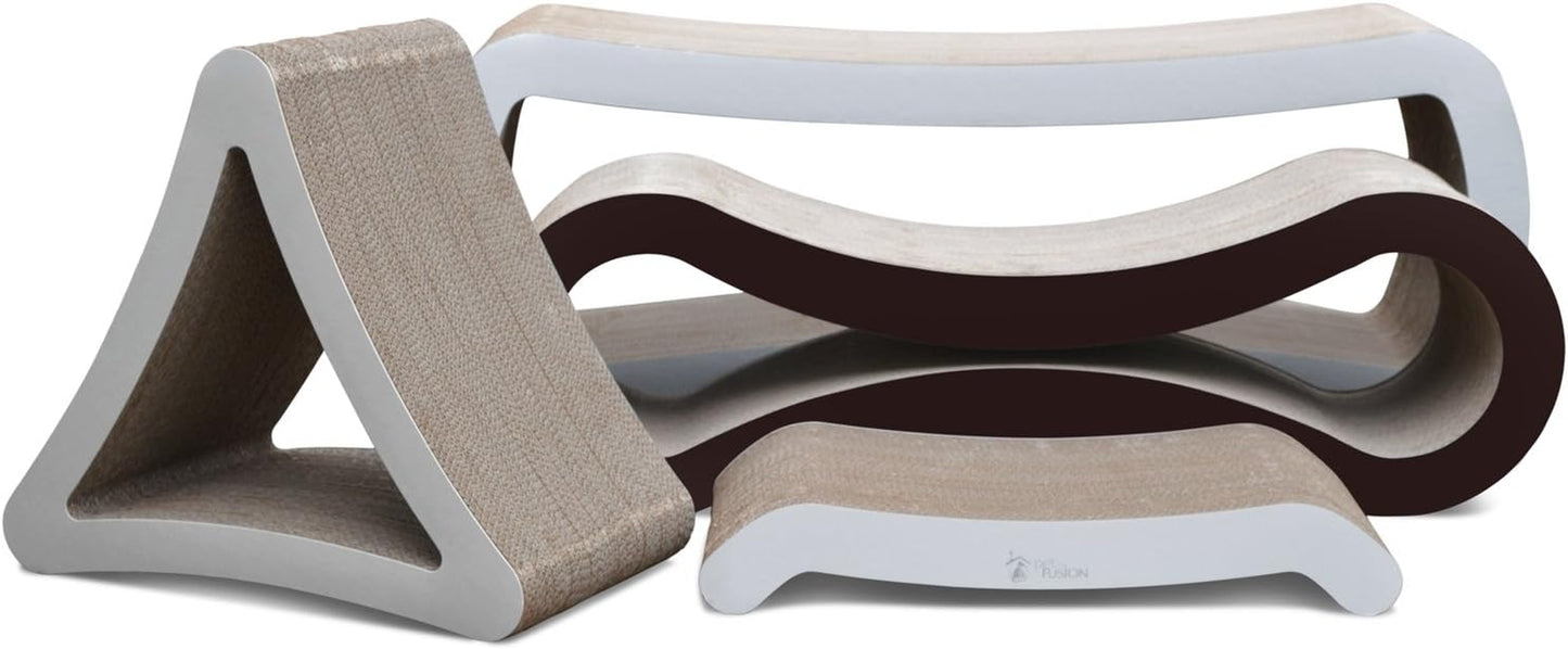 3-Sided Vertical Cat Scratching Post and Perch, 18" X 10.5" X 15.9", Versatile Scratching Pad with 6 Usable Sides, Eco-Friendly 100% Recyclable Cardboard Lounge