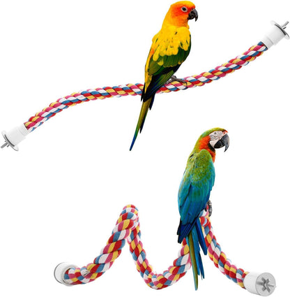 Bird Rope Perches - 21 Inch Bungee Toy for Parrots (Single Pack)