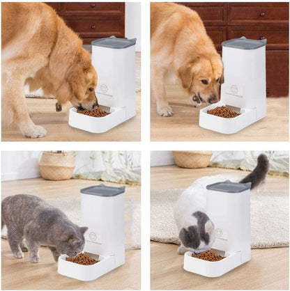 Automatic Pet Feeder and Water Dispenser Set - 1 Gallon Water Capacity and 2.1 Kg Food Capacity, Self-Dispensing System for Cats and Dogs, Made of Durable Polypropylene Material