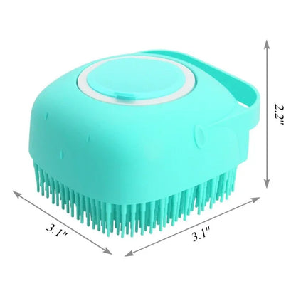 Pet Dog Shampoo Brush - 2.7 Oz (80 ml) Soft Silicone Rubber Grooming Comb for Bathing Short-Haired Cats and Dogs