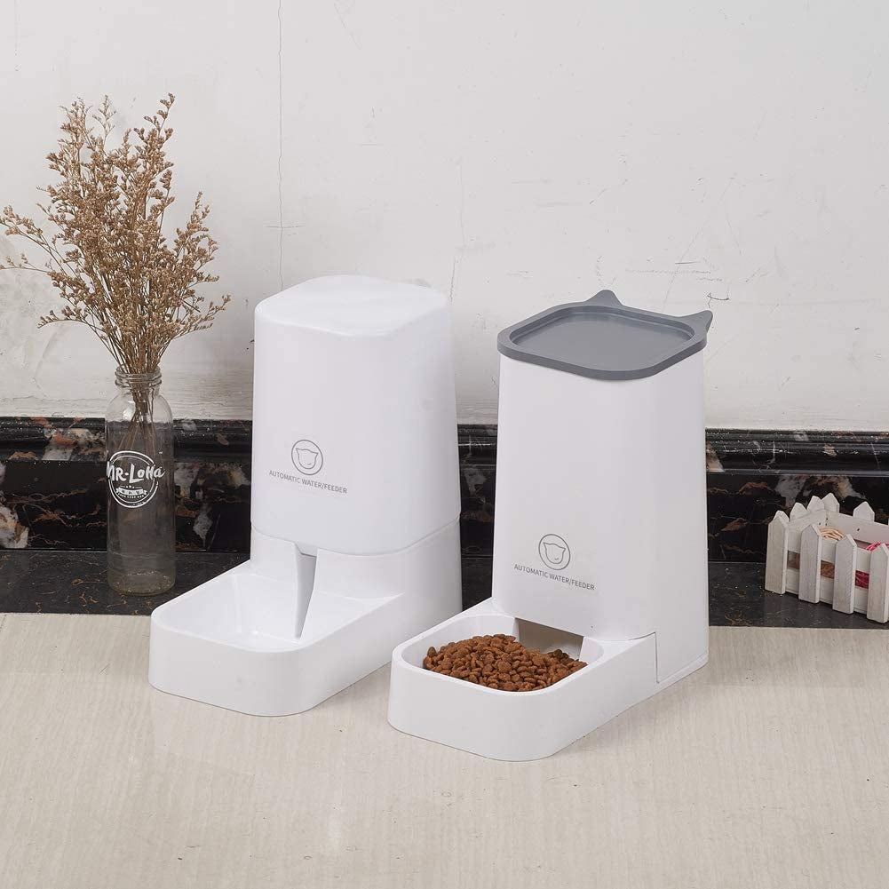 Automatic Pet Feeder and Water Dispenser Set - 1 Gallon Water Capacity and 2.1 Kg Food Capacity, Self-Dispensing System for Cats and Dogs, Made of Durable Polypropylene Material