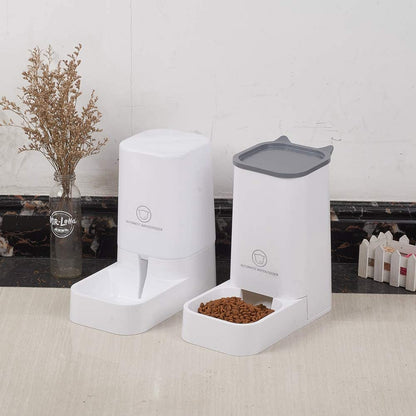 Automatic Pet Feeder and Water Dispenser Set - 1 Gallon Water Capacity and 2.1 Kg Food Capacity, Self-Dispensing System for Cats and Dogs, Made of Durable Polypropylene Material