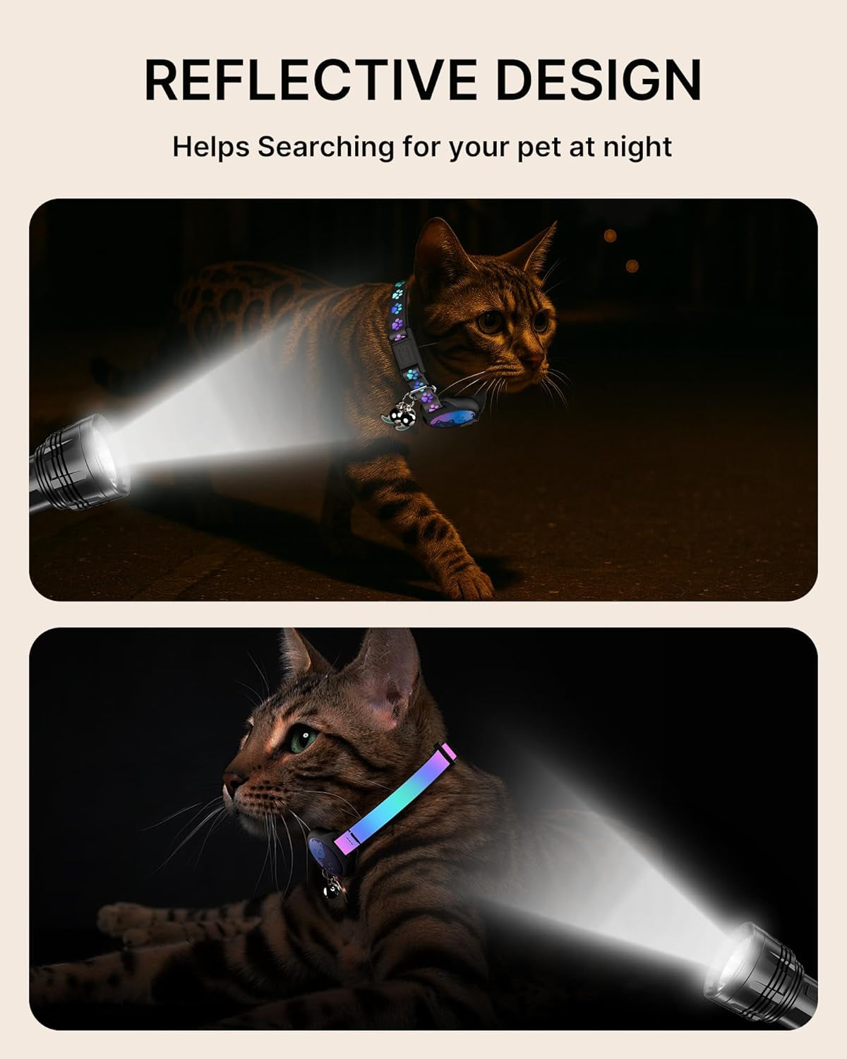 Breakaway Cat Collar with Apple AirTag Holder - 2 Pack Reflective Waterproof Design with Bell, Adjustable 8-12 Inches, Lightweight and Comfortable Tracking Solution