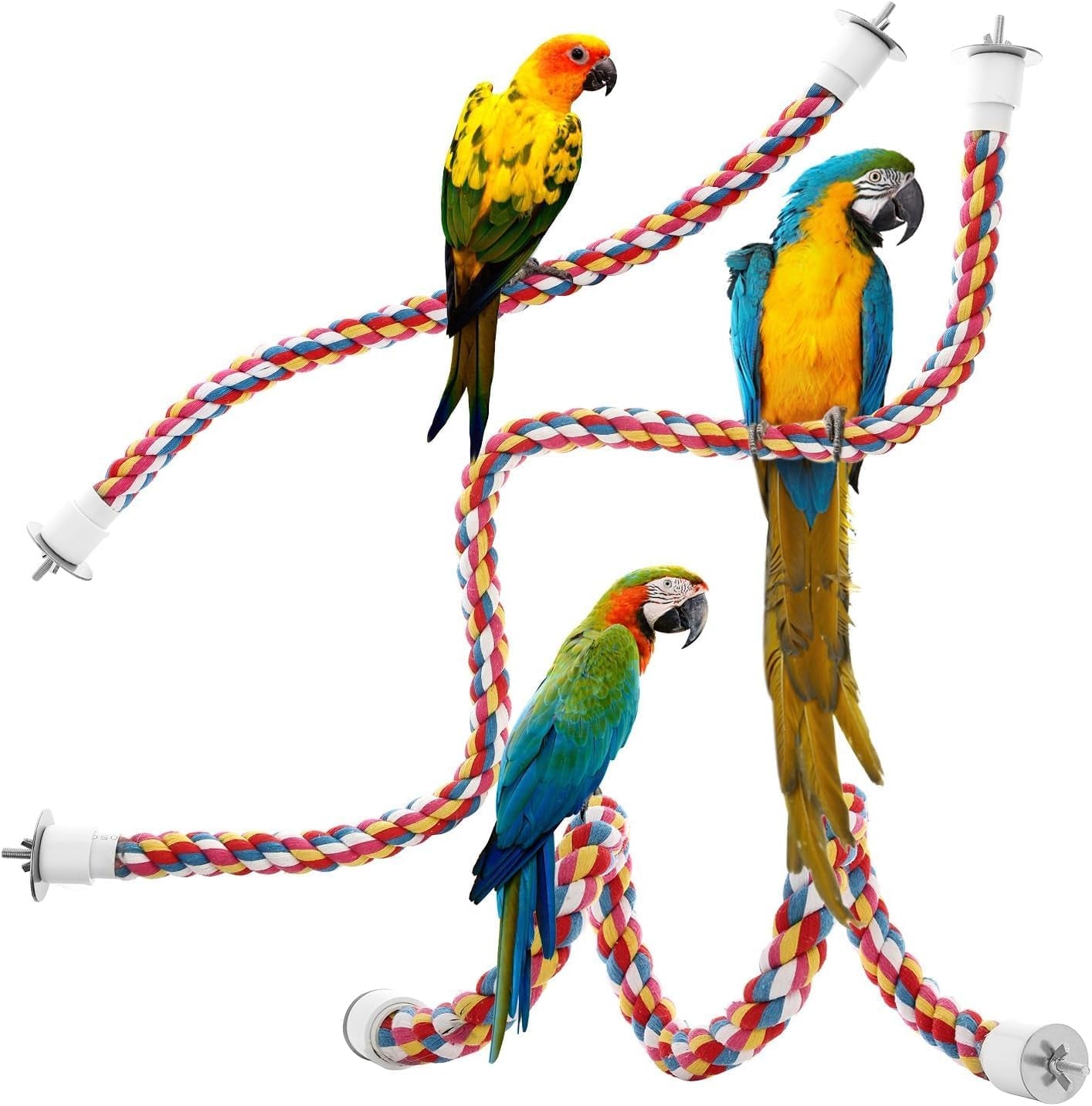 Bird Rope Perches - 21 Inch Bungee Toy for Parrots (Single Pack)