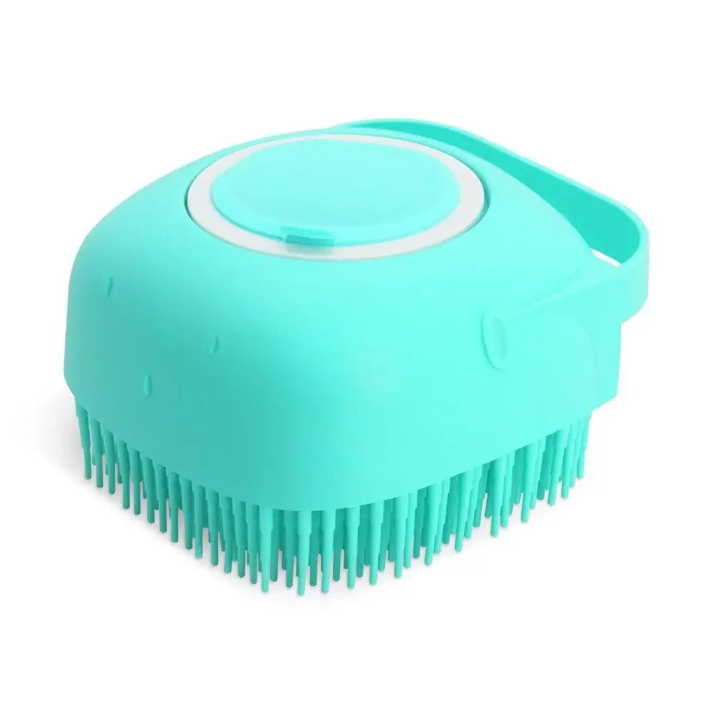 Pet Dog Shampoo Brush - 2.7 Oz (80 ml) Soft Silicone Rubber Grooming Comb for Bathing Short-Haired Cats and Dogs