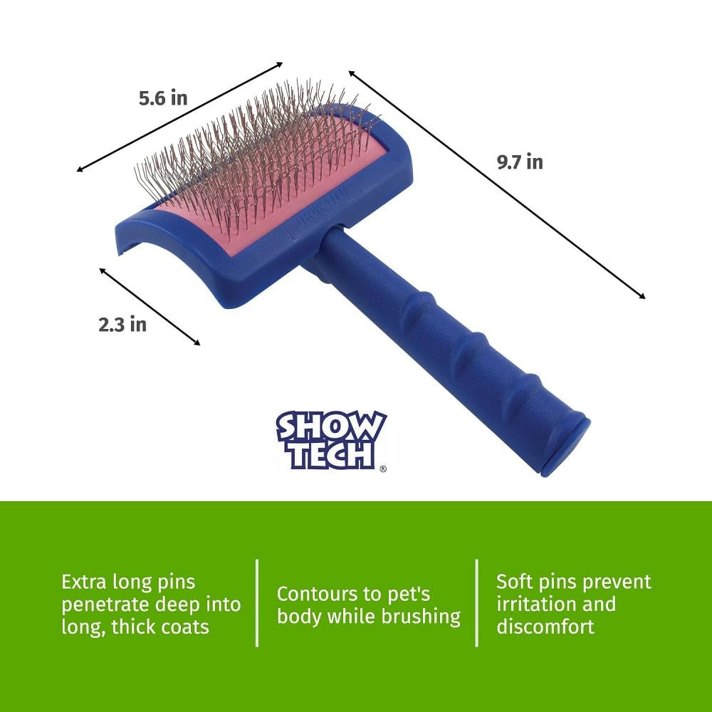 Tuffer than Tangles Slicker Brush for Dog Grooming with Long, Regular Pins, Medium Size, Perfect for Doodle Breeds, Angled Pins for Dematting, Remove Undercoat, Comfort Grip Handle