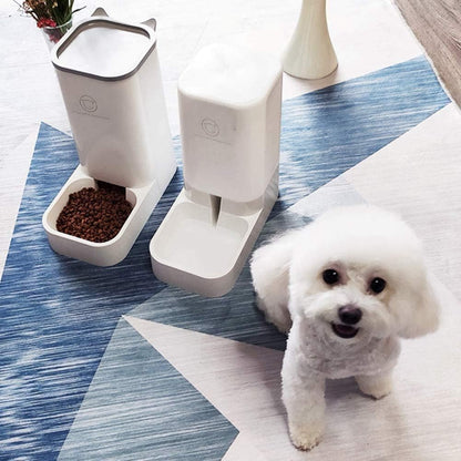Automatic Pet Feeder and Water Dispenser Set - 1 Gallon Water Capacity and 2.1 Kg Food Capacity, Self-Dispensing System for Cats and Dogs, Made of Durable Polypropylene Material
